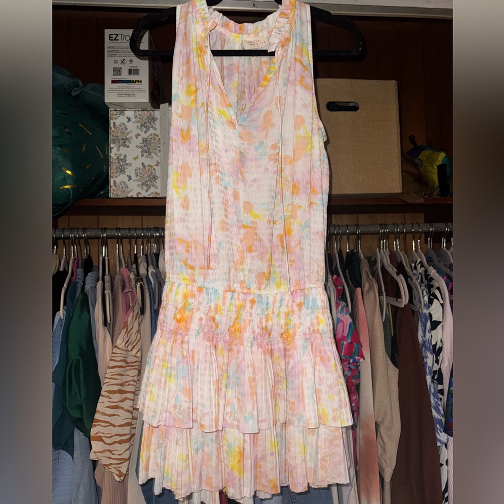 Pastel Floral Sleeveless Mini Dress